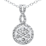 <span>DIAMOND CLOSEOUT! </span>.60CT G SI 14KT White Gold Diamond Trendy Drop Dangle Pendant Necklace 18"