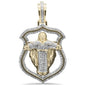 <span>DIAMOND  CLOSEOUT! </span> 1.35CT G SI 10K Yellow Gold Diamond Micro Pave Badge Jesus on Cross Charm Pendant