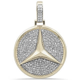 1.70CT G SI 10KT Yellow Gold Diamond Micr Pave Iced Out Emblem Charm Pendant