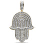 <span>DIAMOND  CLOSEOUT! </span>.41CT G SI 10KT Yellow Gold Diamond Micro Pave Hand of Hamsa Charm Pendant