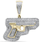 <span>DIAMOND CLOSEOUT! </span> .76ct G SI 10K Yellow Gold Diamond Hip Hop Fire arm Pendant