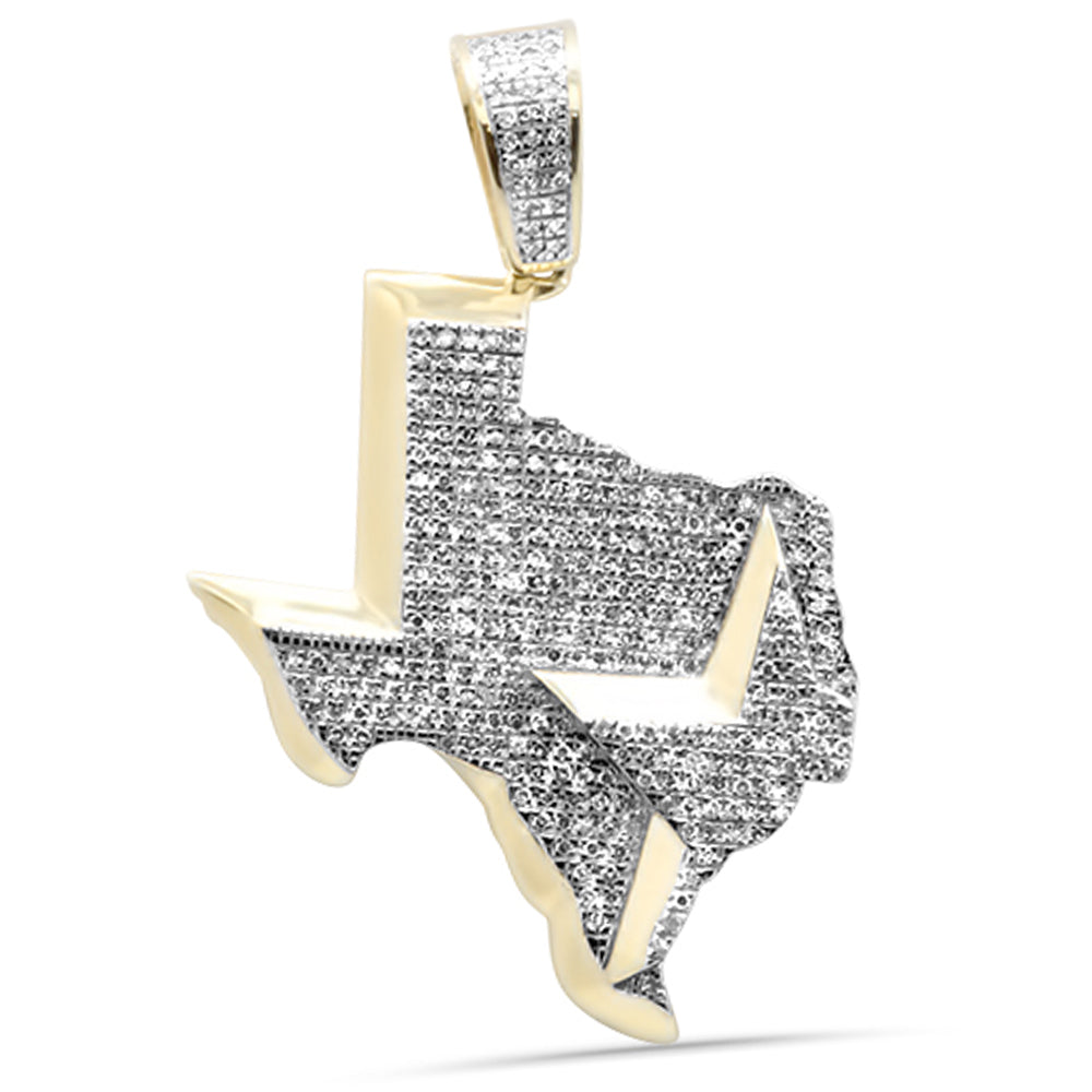 .76CT G SI 10K Yellow Gold Diamond Custom Star State TEXAS Iced Out Charm Pendant