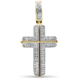 <span>DIAMOND CLOSEOUT! </span> .35ct G SI 10K Yellow Gold Diamond Cross Hip Hop Pendant