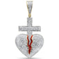 <span>DIAMOND CLOSEOUT! </span> 1.27CT G SI 10K Yellow Gold Diamond Iced Out Dagger to the Heart Cross Charm Pendant