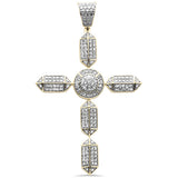 2.12CT G SI 10K-Yellow Gold Diamond Large Iced out Cross Charm Pendant