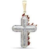 <span>DIAMOND CLOSEOUT! </span> .51CT G SI 10K Yellow Gold Diamond Iced Out Cross on Fire Charm Pendant