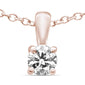 .16ct G SI 14K Rose Gold Diamond Solitaire Pendant Necklace 18" Long