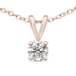 <span style="color:purple">SPECIAL!</span>.25ct G SI 14K Rose Gold Diamond Solitaire Pendant Necklace 18" Long