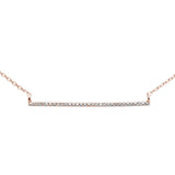 .06ct G SI 14K Rose Gold Diamond Line Bar Necklace 18" Long
