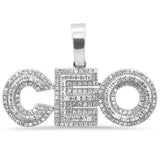 .34ct G SI 10K White Gold Diamond Hip Hop Iced out "CEO" Charm Pendant