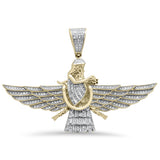 .66ct G SI 10K Yellow Gold Diamond Hip Hop Iced Out Angel with Wings Charm Pendant