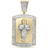 1.39ct G SI 10K Yellow Gold Diamond Hip Hop Iced Out Cherub Angel Cupid Charm Pendant