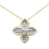 <span>DIAMOND CLOSEOUT! </span>.12ct G SI 10K Yellow Gold Diamond Flower Pendant Necklace 18"