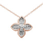 .12ct G SI 10K Rose Gold Diamond Flower Pendant Necklace 18"