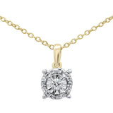 <span>DIAMOND CLOSEOUT! </span>.10ct G SI 10K Yellow Gold Diamond Halo Pendant 18"