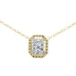 .14ct G SI 10K Yellow Gold Diamond Rectangle Solitaire Pendant Necklace 18"