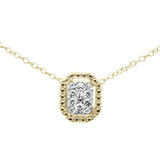 <span>DIAMOND CLOSEOUT! </span>.14ct G SI 10K Yellow Gold Diamond Rectangle Solitaire Pendant Necklace 18"