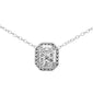 .14ct G SI 10K White Gold Diamond Rectangle Solitaire Pendant Necklace 18"