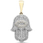 <span style="color:purple">SPECIAL!</span> .64ct G SI 10K Yellow Gold Diamond Iced Out Custom Hand of Hamsa Charm Pendant