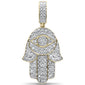 <span>DIAMOND  CLOSEOUT! </span> .51ct G SI 10K Yellow Gold Diamond Micro Pave Iced Out Hand of Hamsa Charm Pendant