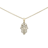 .14ct G SI 14K Yellow Gold Diamond Hamsa Pendant Necklace