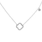 <span style="color:purple">SPECIAL!</span> 0.17cts 14k White gold Diamond Clover Necklace 18" Long
