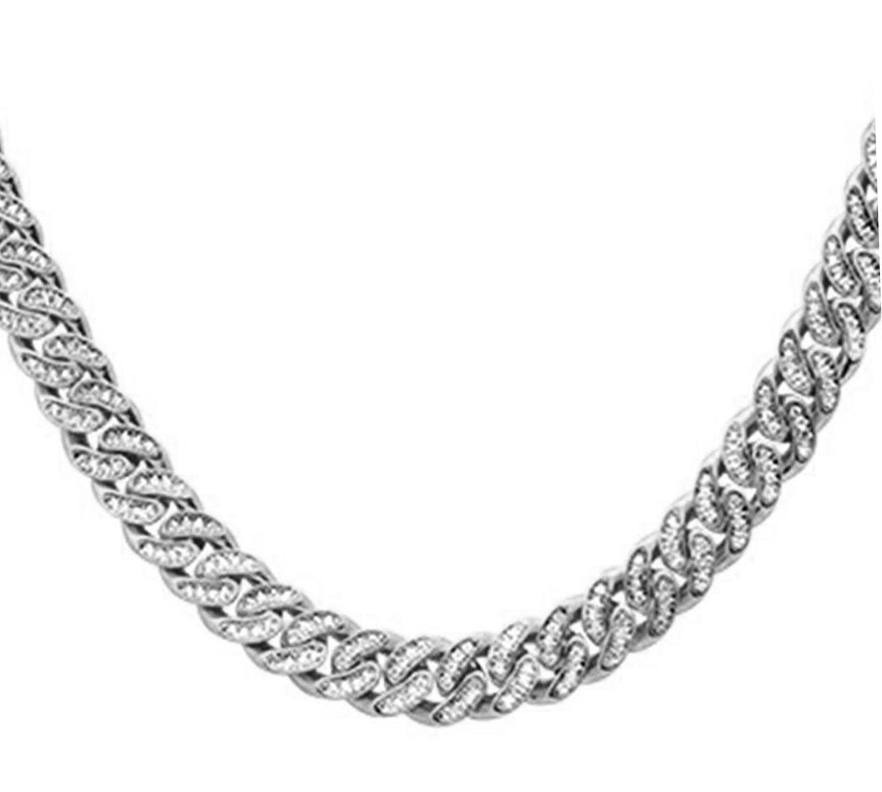 <span style="color:purple">SPECIAL!</span>  4mm 2.25ct G SI 14k White Gold Round Diamond Cuban Necklace 22"