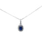 .88ct G SI 14K White Gold Blue Sapphire Gemstone & Diamond Pendant