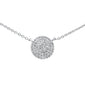 .13ct G SI 14K White Gold Fine Diamond Disc Trendy Necklace 18" Long