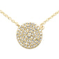 .13ct G SI 14K Yellow Gold Diamond Round Circle Pendant Necklace 16" + 2" Ext.