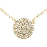 .13ct G SI 14K Yellow Gold Diamond Round Circle Pendant Necklace 16" + 2" Ext.