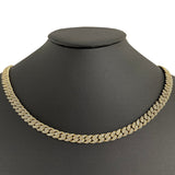 <span style="color:purple">¡ESPECIAL!</span> Collar cubano de oro amarillo de 14 quilates con diamantes redondos de 7 mm, 6,32 ct G SI, 22"