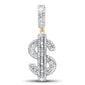 <span>DIAMOND  CLOSEOUT! </span> 1.16ct G SI 14K Yellow Gold Diamond Hip Hop Dollar Sign Charm Pendant