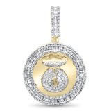 1.44ct G SI 10K Yellow Gold Diamond Hip Hop Money Bags Medallion Charm Pendant