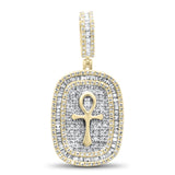 <span>DIAMOND CLOSEOUT! </span> 1.50ct G SI 10K Yellow Gold Diamond Hip Hop Diamond Ankh Medallion Charm Pendant