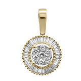 <span>DIAMOND CLOSEOUT! </span> .26ct G SI 10K Yellow Gold Diamond Round Fashion Baguette & Round Pendant
