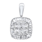 .32ct G SI 14K White Gold Baguette & Round Diamond Pendant