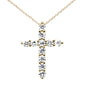 .24ct G SI 14K Yellow Gold Diamond Cross Pendant Necklace 18" Long