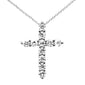 .24ct G SI 14K White Gold Diamond Cross Pendant Necklace 18" Long