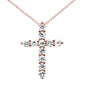 .25ct G SI 14K Rose Gold Diamond Cross Pendant Necklace 18" Long