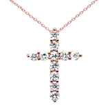 .24ct G SI 14K Rose Gold Diamond Cross Pendant Necklace 18" Long