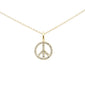 <span style="color:purple">SPECIAL!</span> .08ct G SI 14K Yellow Gold Diamond Peace Sign Pendant Necklace 18" Long