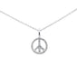 <span style="color:purple">SPECIAL!</span> .08ct G SI 14K White Gold Diamond Peace Sign Pendant Necklace 18" Long