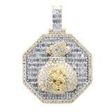 3.98ct G SI 10K Yellow Gold Round & Baguette Diamond Pendant