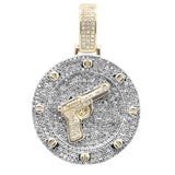 <span>DIAMOND CLOSEOUT! </span> .98ct G SI 10K Yellow Gold Diamond Hip Hop Fire Arm Iced Out Charm Pendant