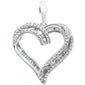 <span style="color:purple">SPECIAL!</span> .24ct G SI 14K White Gold Diamond Heart Shaped Round & Baguette Charm Pendant
