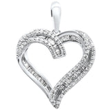 <span>DIAMOND CLOSEOUT! </span> .24ct G SI 14K White Gold Diamond Heart Shaped Round & Baguette Charm Pendant