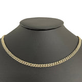 4mm 1.76ct 14k Yellow Gold Diamond Round Cuban Necklace 18"