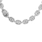 <span style="color:purple">SPECIAL!</span> 11mm 17.95ct G SI 14K White Gold Iced Out Diamond Round & Baguette Necklace 22"