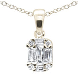 <span>DIAMOND CLOSEOUT! </span>.28ct G SI 14K Yellow Gold Diamond Round & Baguette Pendant Necklace 18" Long